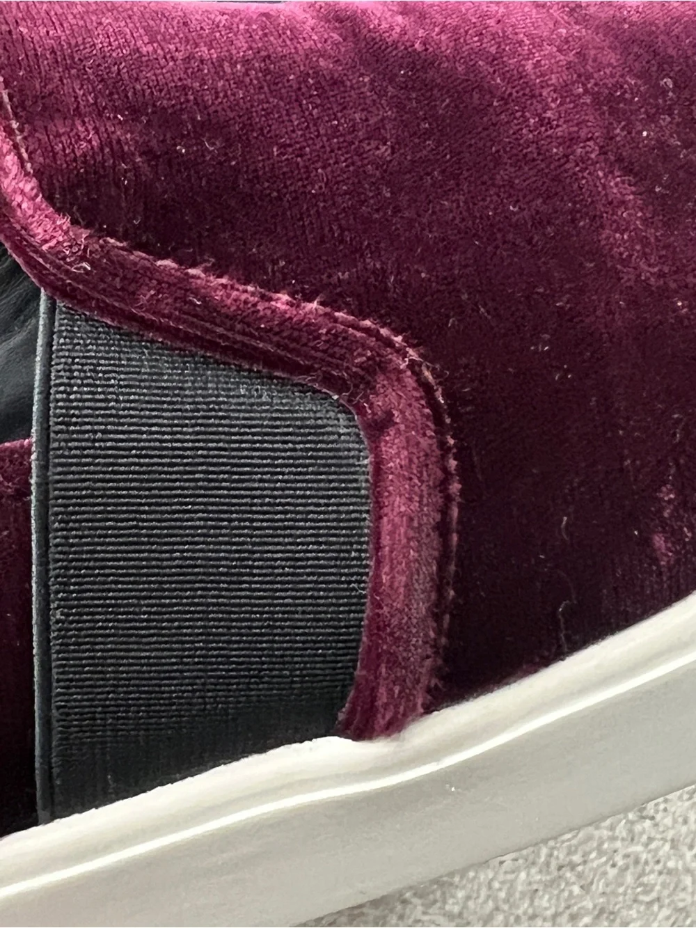 Vince Blair Velvet Slip On Sneakers Burgundy Oxblood Loafer Shoes Womens 7M - Picture 13 of 13